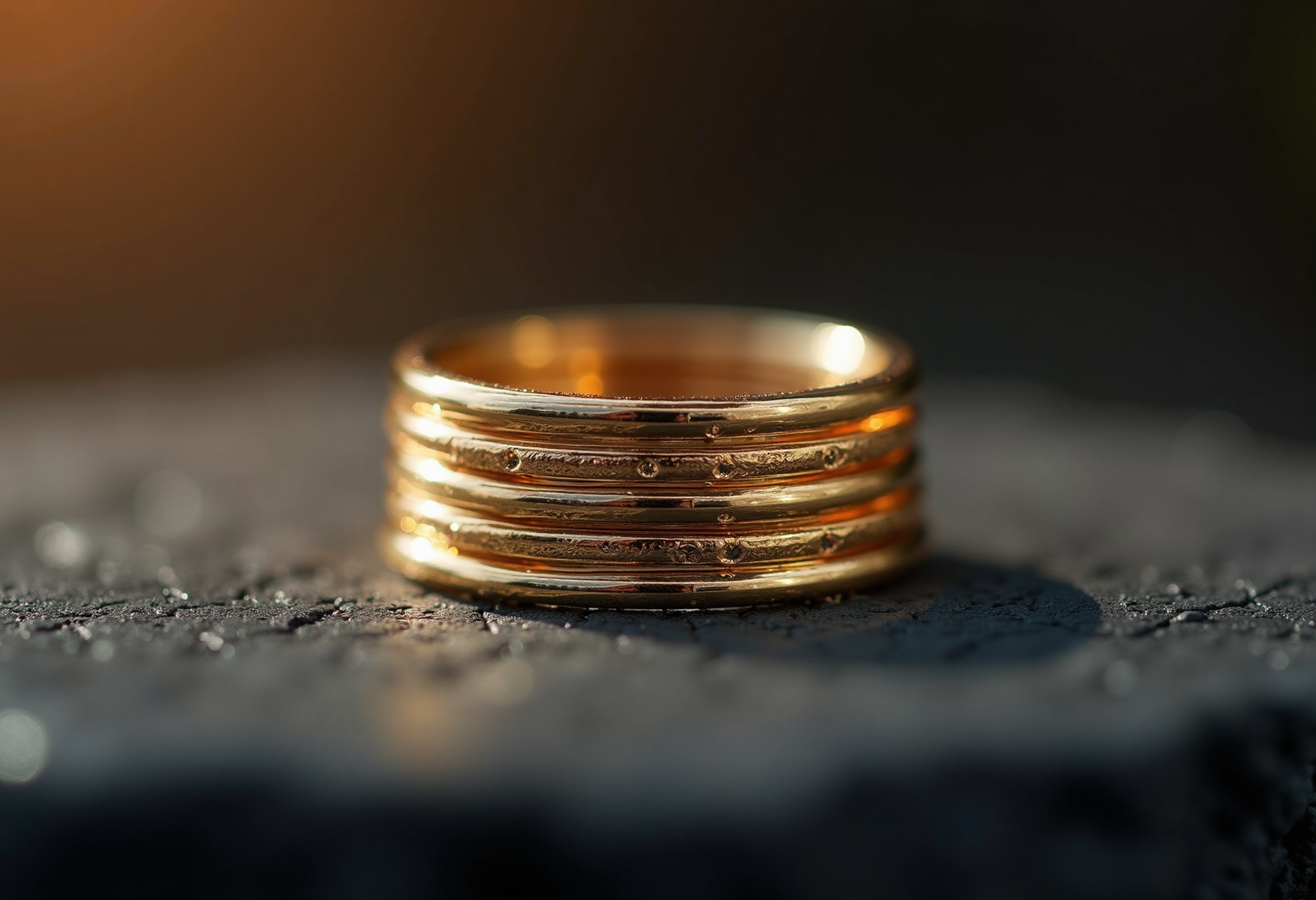 Stacked gold rings
